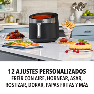 12 ajustes personalizados frier con aie, hornear, asar, rostizar, dorar, papas fritas y mas